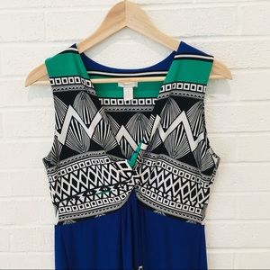 Chico’s Sleeveless Maxi Dress Blue Green Black